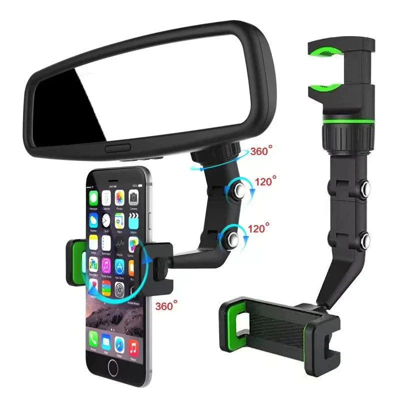 Car Mobile Phone Holder Rotatable Adjustable Car Rear View Mirror Phone Holder Stand